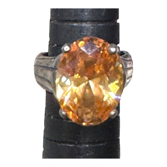 Silpada Sterling Silver 925 Your Highness Poppy Orange CZ Ring Size 6 Statement - Picture 7 of 11